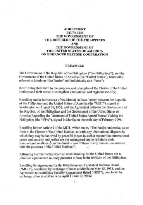 US & Philippines: Enhanced Defense Cooperation AgreementImage